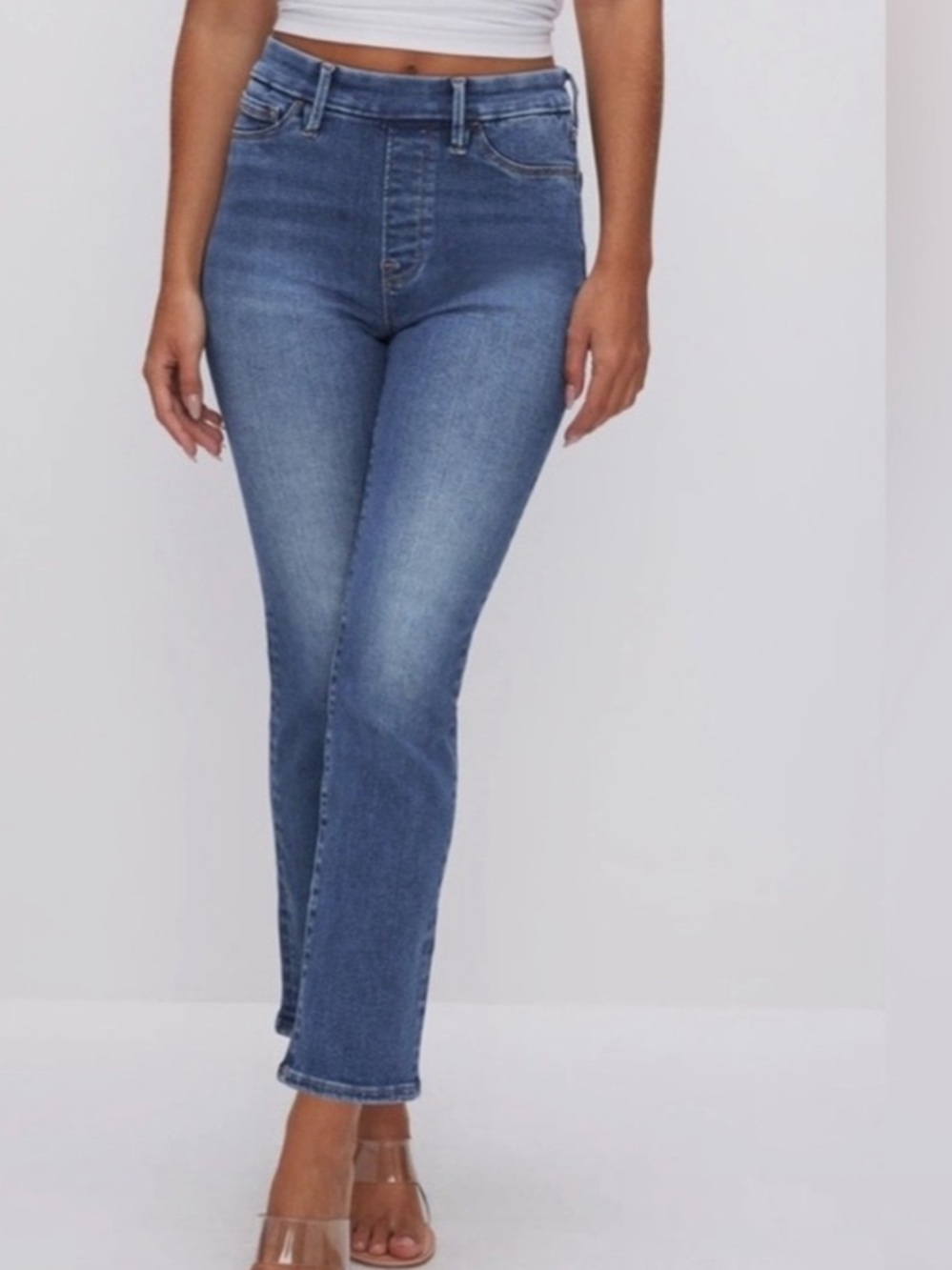 Good American Power Stretch Pull on Straight Jeans XS